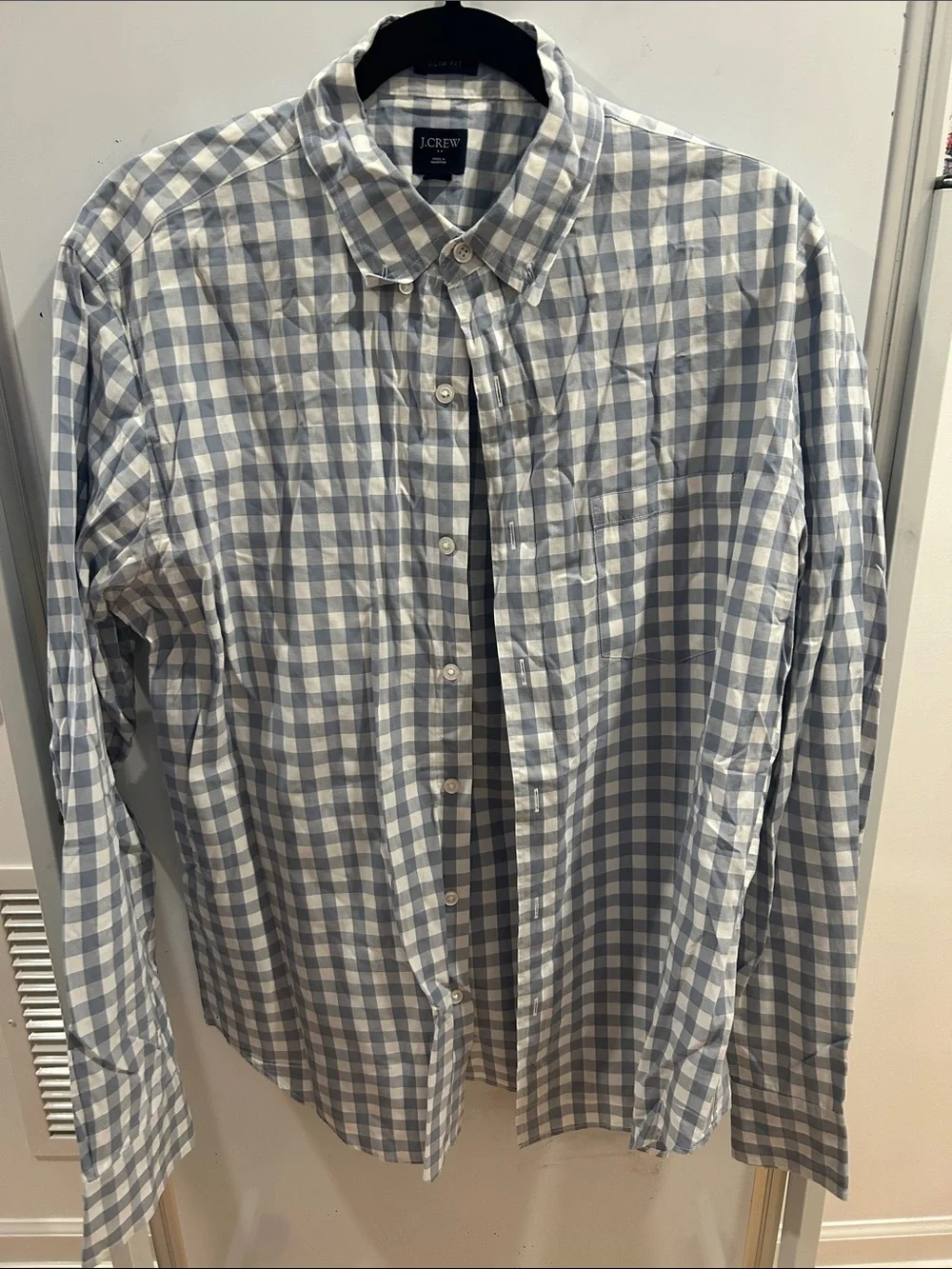 J. Crew Light Blue and White Gingham Button-Down Shirt